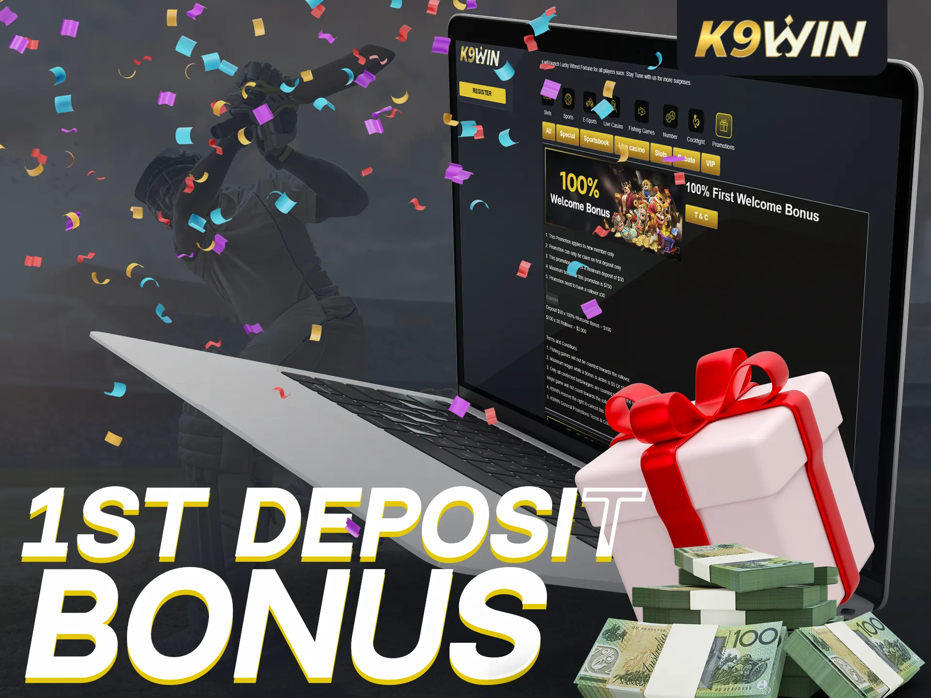 K9Win offers a 100% welcome bonus up to AUD 750.