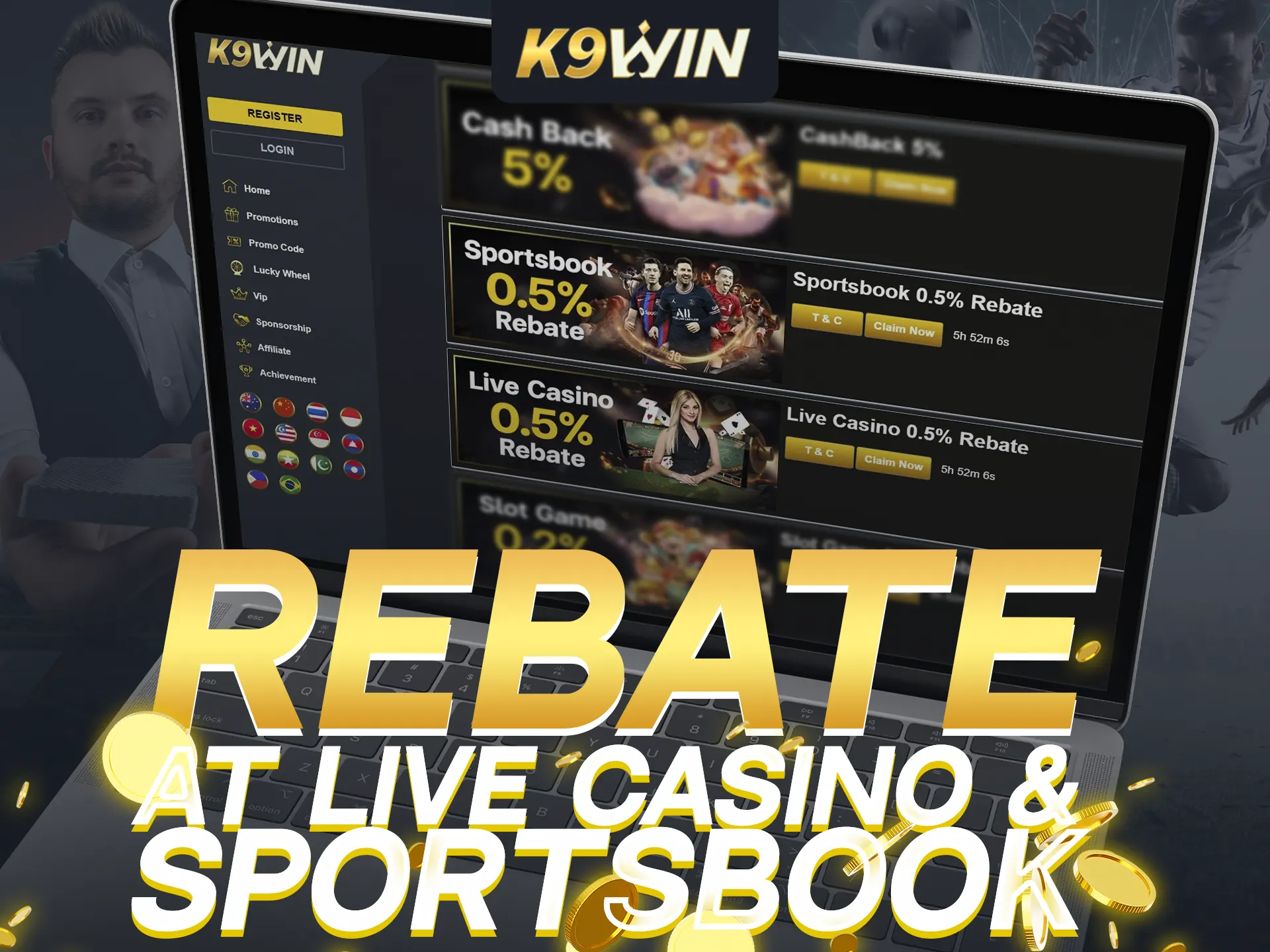 Enjoy daily 0.5% rebate on K9Win live games!