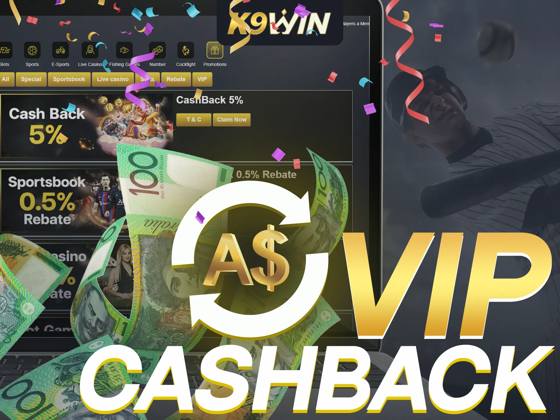 Get up to 5% cashback with K9Win VIP!