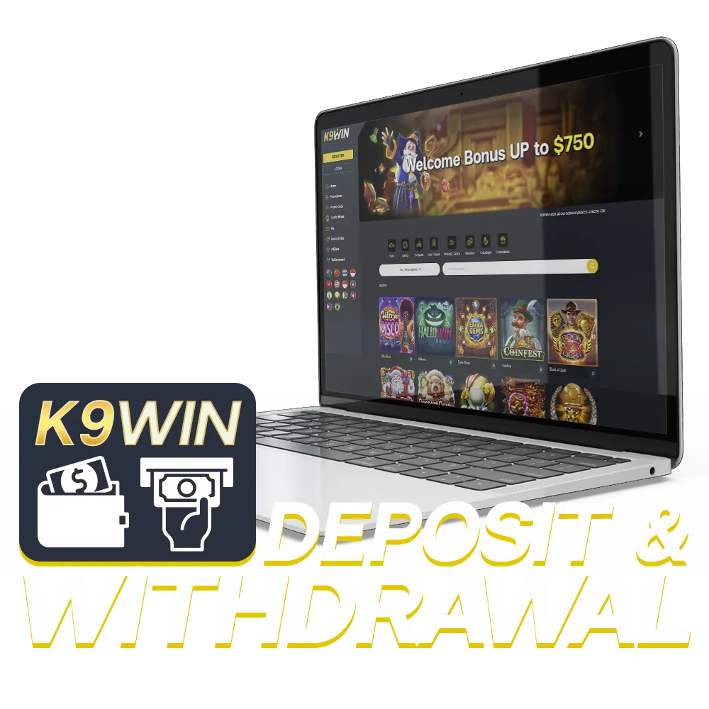 Use various deposit and withdrawal methods on K9WIN Australia.