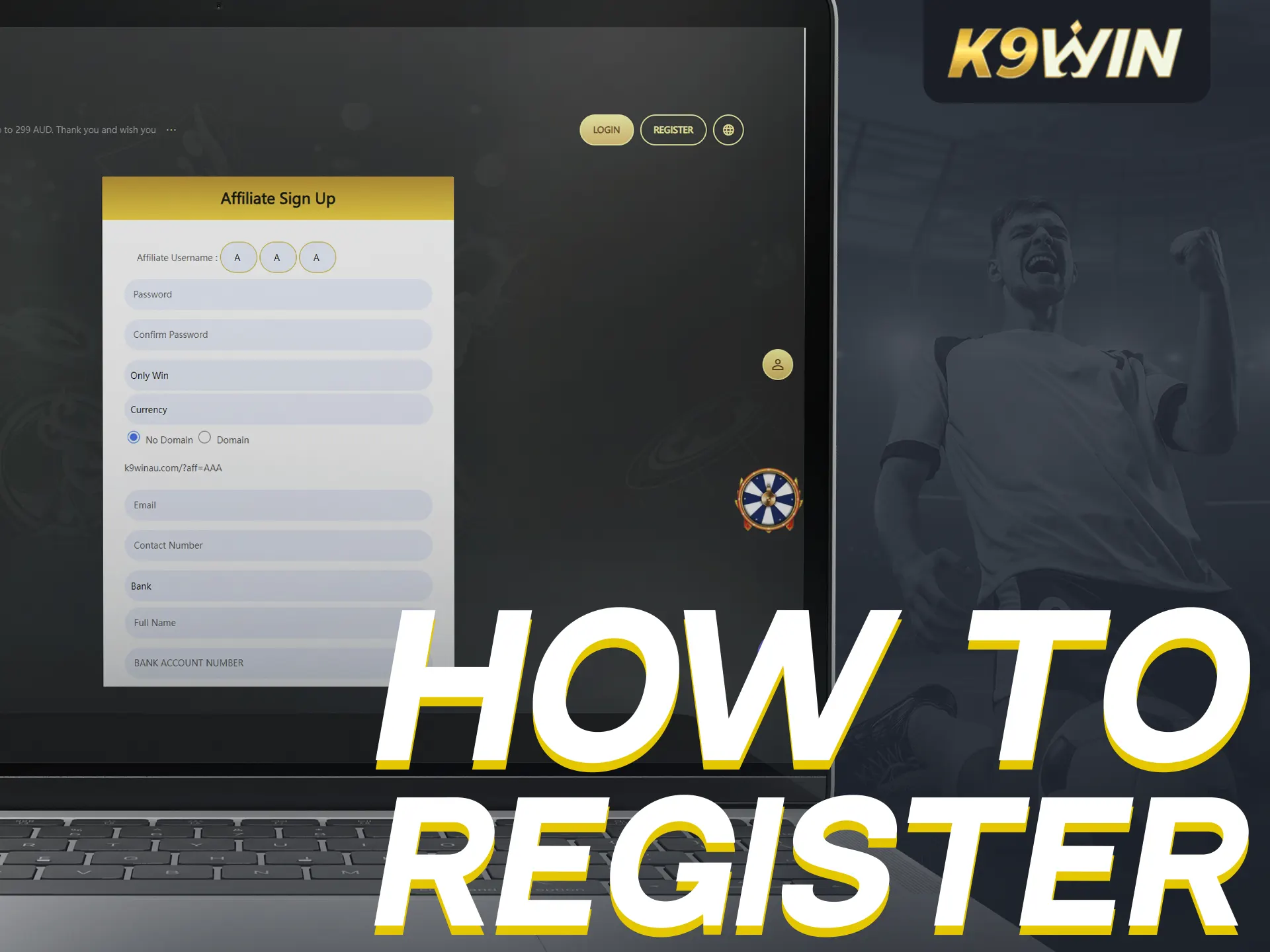 Register with K9Win affiliate program easily online.