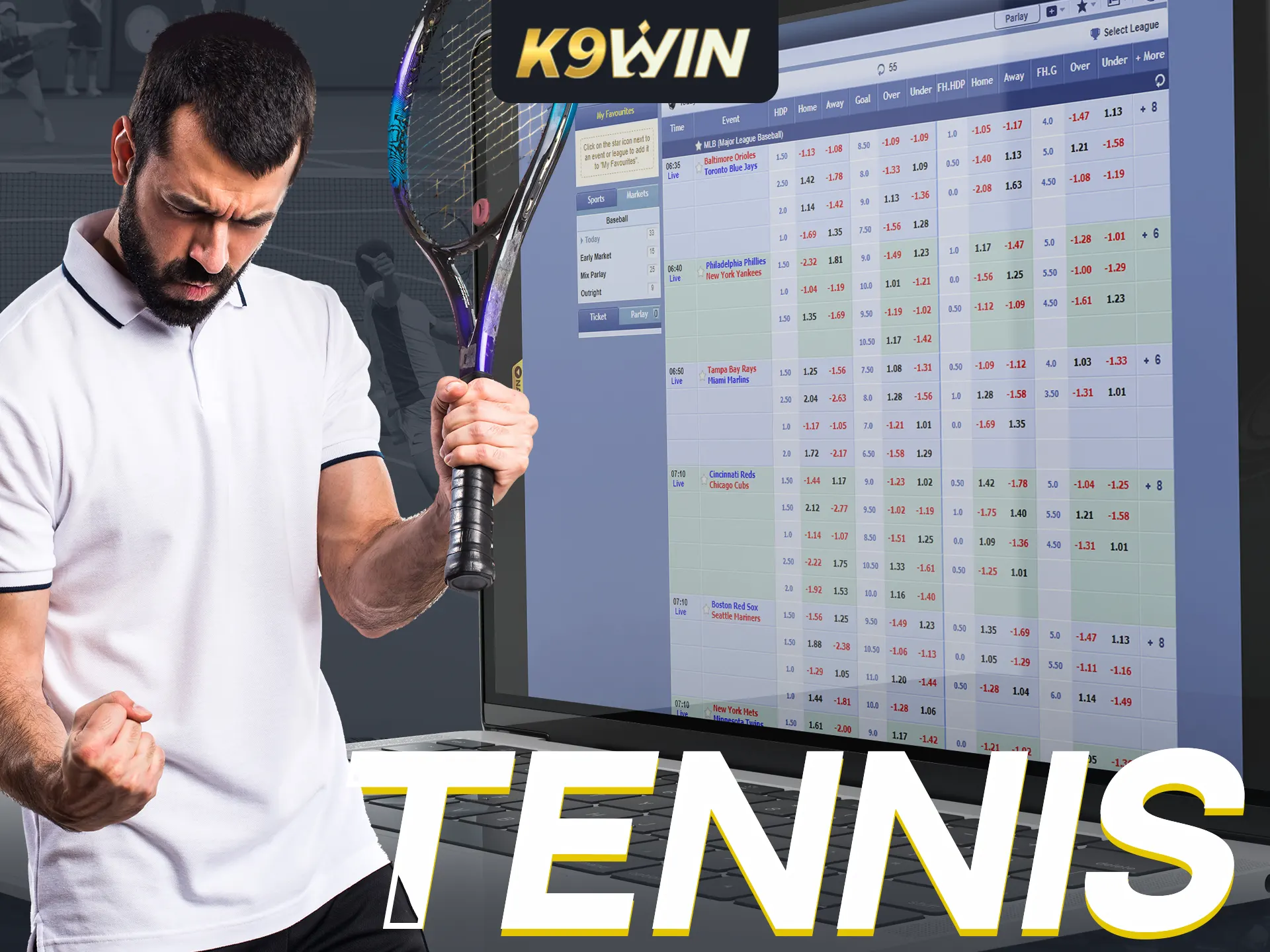 K9win offers exciting tennis bets, including most important tournaments.