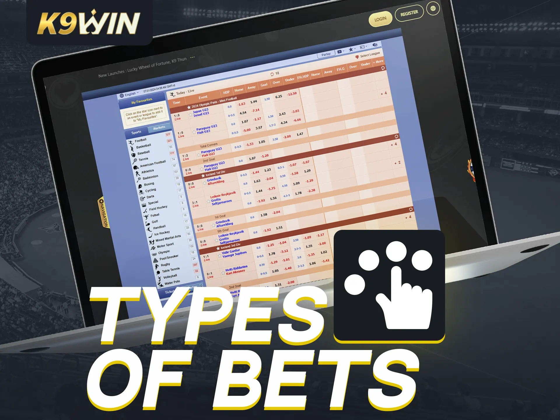 K9win offers various exciting betting options.